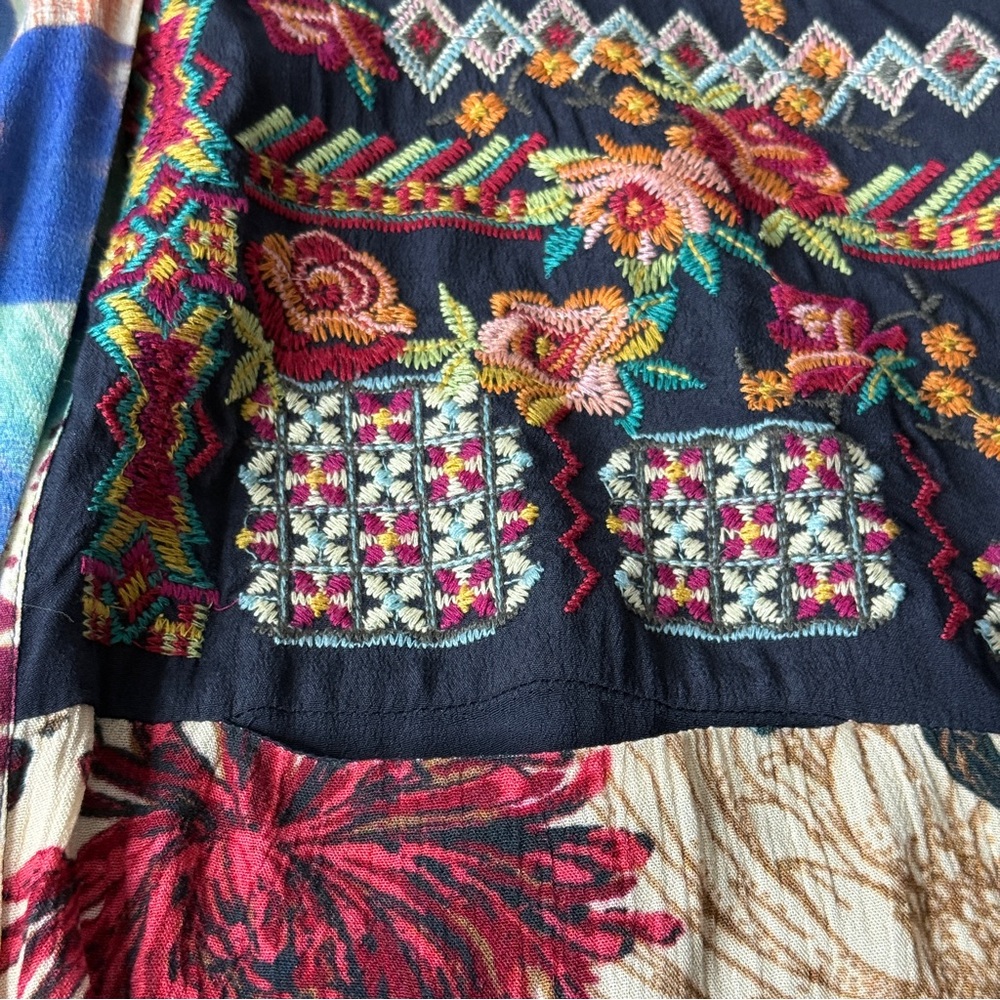 JOHN MARK Embroidered‎ Patchwork Boho Kimono Jack… - image 8